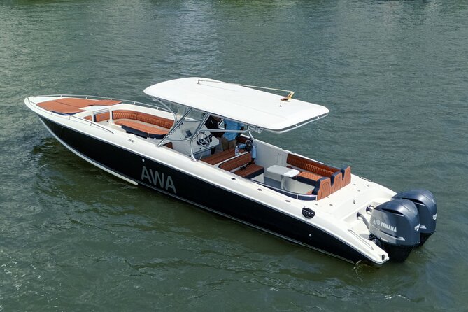 8-hour private tour in a luxurious and fast 41' AWA boat - Swim and snorkel on clear-water days, with the comforts to match