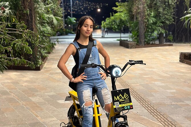Medellin Night E-Bike Tour with Gourmet Dinner Included - River Calm at Parques del Rio, Then Downtown Lights at La Alpujarra