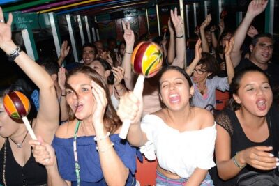 Party on a typical Chiva Party Bus