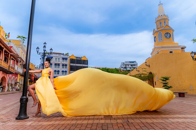 Private Flying Dress Photoshoot in Cartagena - Cartagena Backdrop: Architecture Meets Caribbean Breeze Energy