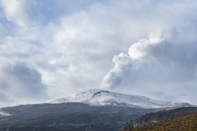 Snowy Ruiz + Hot Springs from Pereira